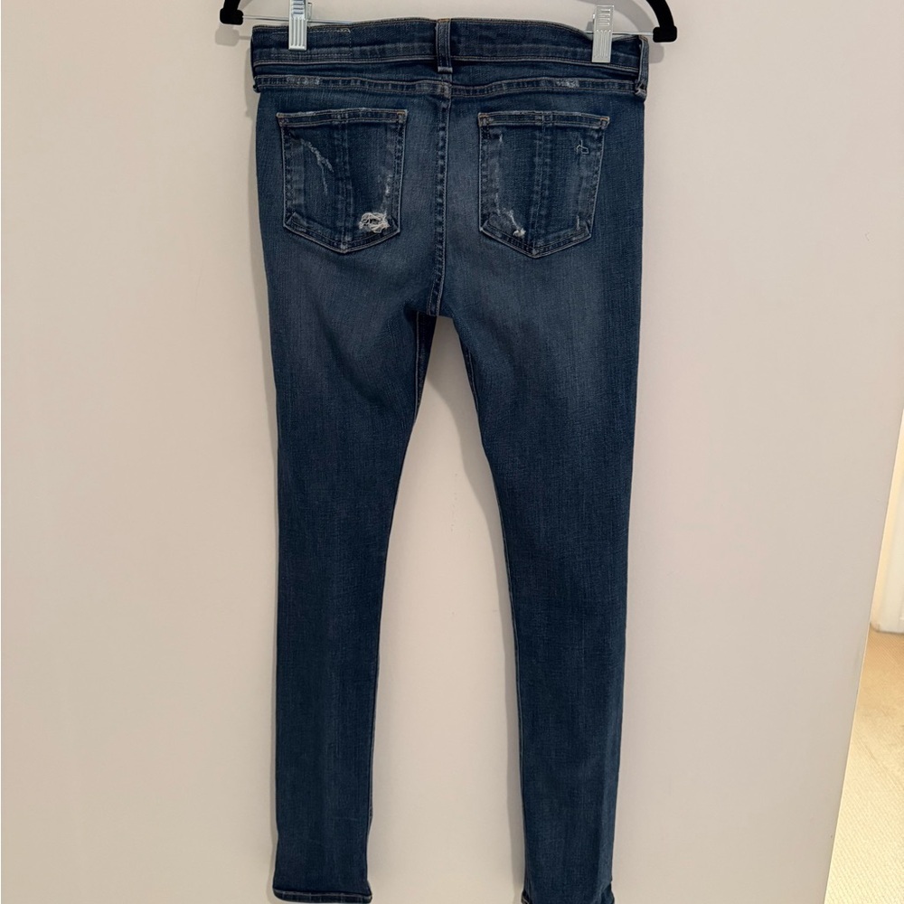 rag & bone Dark Blue Distressed Skinny Jeans - Picture 3 of 6